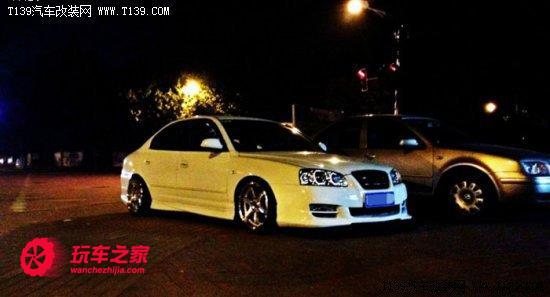 第七代伊兰特蓝色改装最帅效果 老伊兰特换血玩低趴(5)