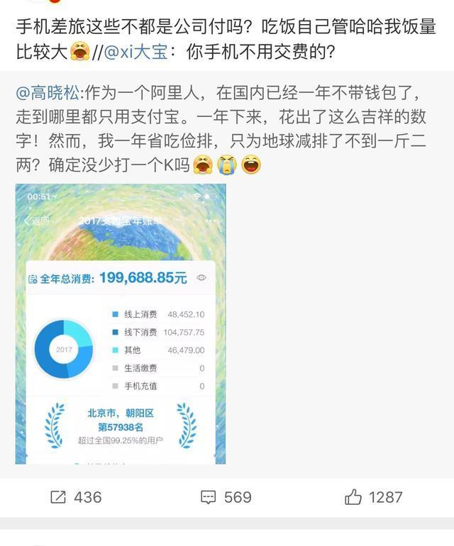 高晓松高调晒支付宝账单,被网友这样调侃,高晓松都不好意思了!