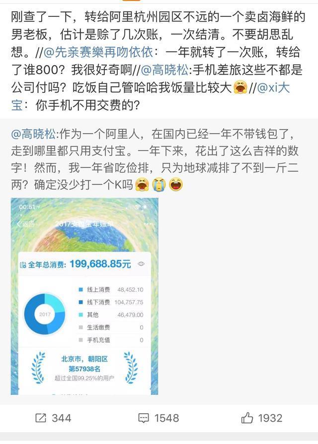 高晓松高调晒支付宝账单,被网友这样调侃,高晓松都不好意思了!