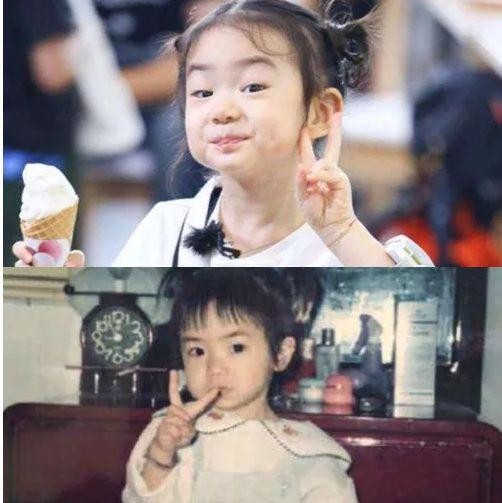 戚薇早期跟Lucky很像（戚薇和女儿Lucky长相对比照）