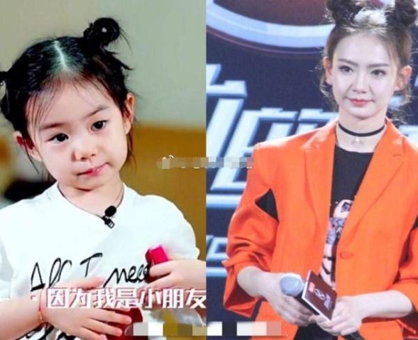 戚薇早期跟Lucky很像（戚薇和女儿Lucky长相对比照）